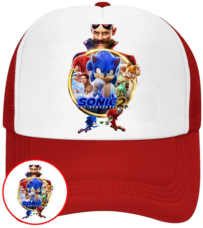 CZAPKA Z DASZKIEM SONIC DLA DZIECI NA LATO SIATKA CZERWONA BEJSBOLÓWKA