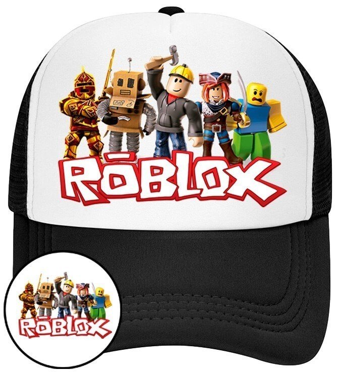 Czapka z Daszkiem Roblox Czarna z Nadrukiem Na Lato Siatka Bejsbolówka