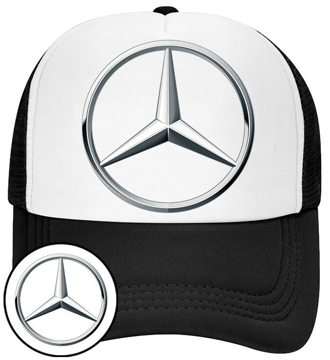 Czapka z Daszkiem Mercedes Czarna z Nadrukiem Siatka Bejsbolówka