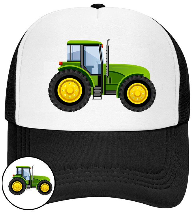 CZAPKA Z DASZKIEM TRAKTOR TRAKTORY DLA DZIECI CZARNA BEJSBOLÓWKA