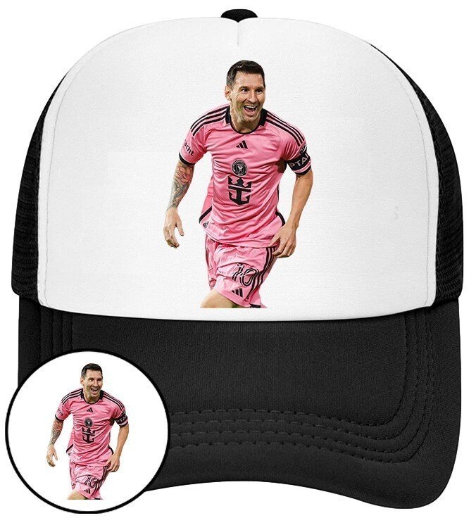 Czapka z Daszkiem Lionel Messi Czarna z Nadrukiem Siatka Bejsbolówka