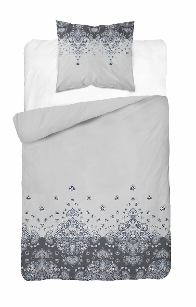 Pościel 140x200 Biała z ornamentem – orientalny paisley, 100% bawełna