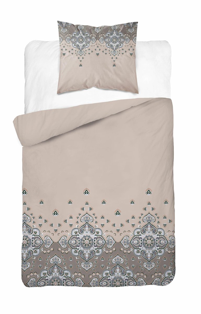 Pościel 140x200 Beżowa z ornamentem – orientalny paisley, 100% bawełna