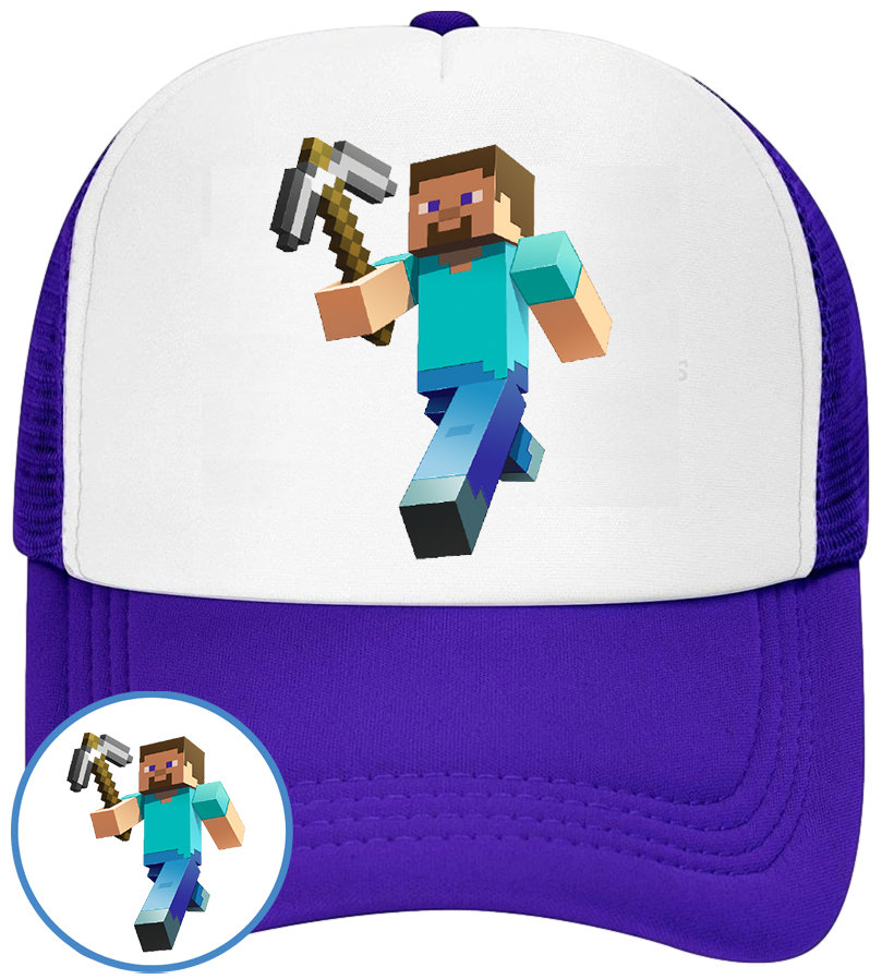 CZAPKA Z DASZKIEM MINECRAFT DLA DZIECI NA LATO NIEBIESKA BEJSBOLÓWKA