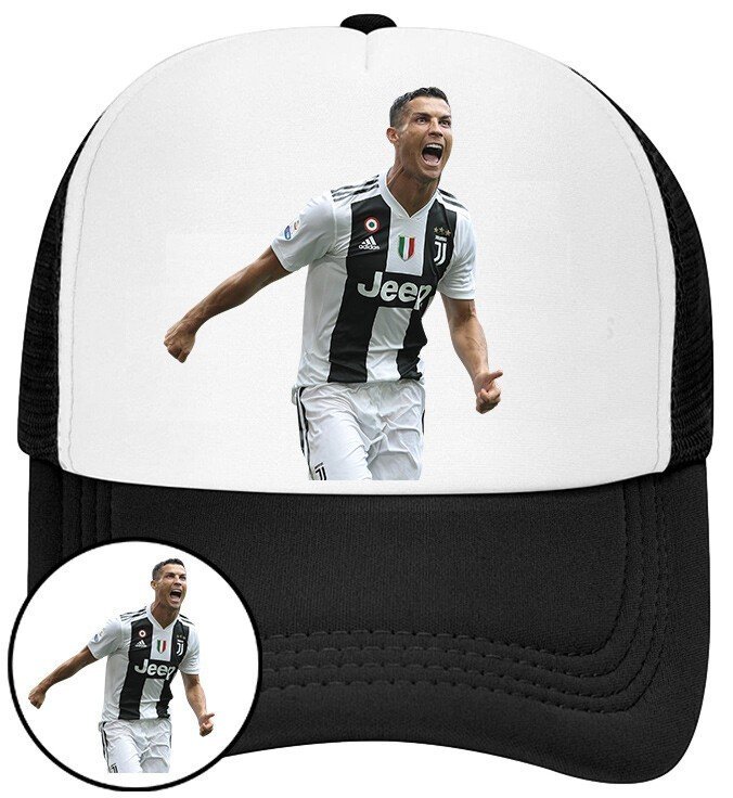 Czapka z Daszkiem Cristiano Ronaldo Czarna z Nadrukiem Siatka Bejsbolówka