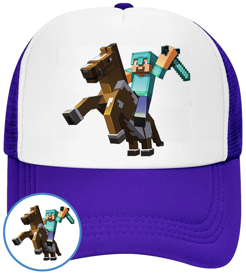 CZAPKA Z DASZKIEM MINECRAFT DLA DZIECI NA LATO NIEBIESKA BEJSBOLÓWKA