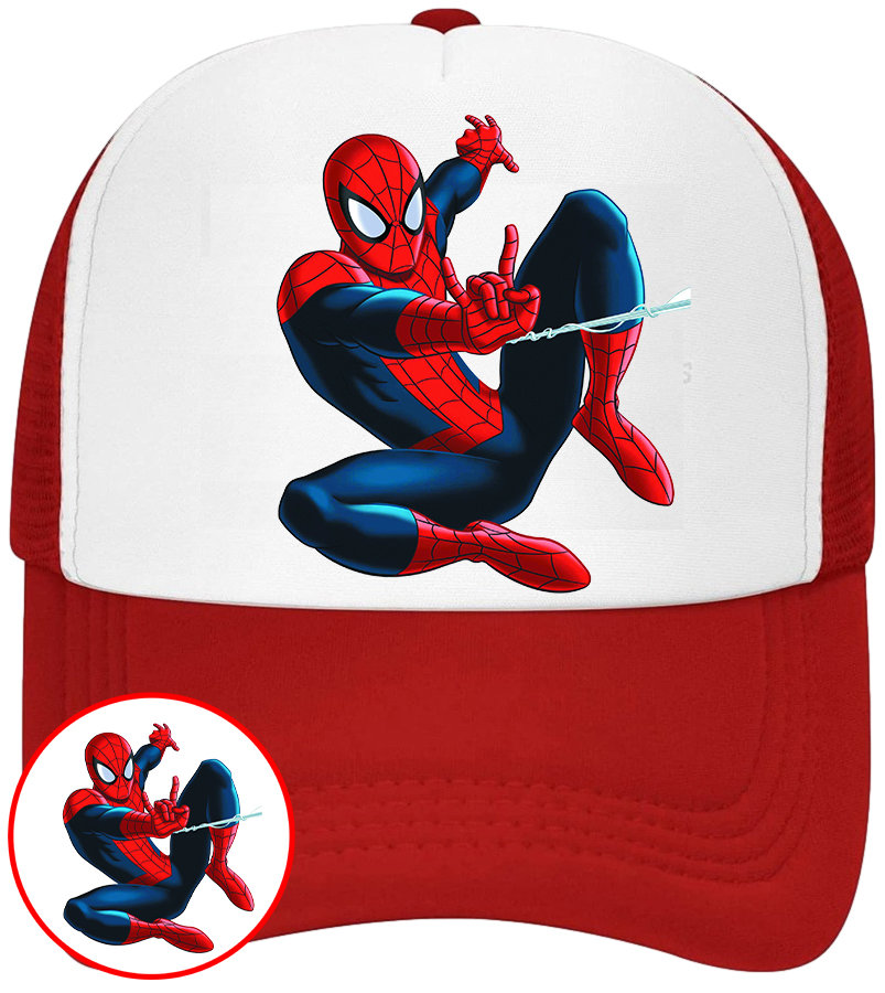 CZAPKA Z DASZKIEM SPIDERMAN DLA DZIECI NA LATO CZERWONA BEJSBOLÓWKA