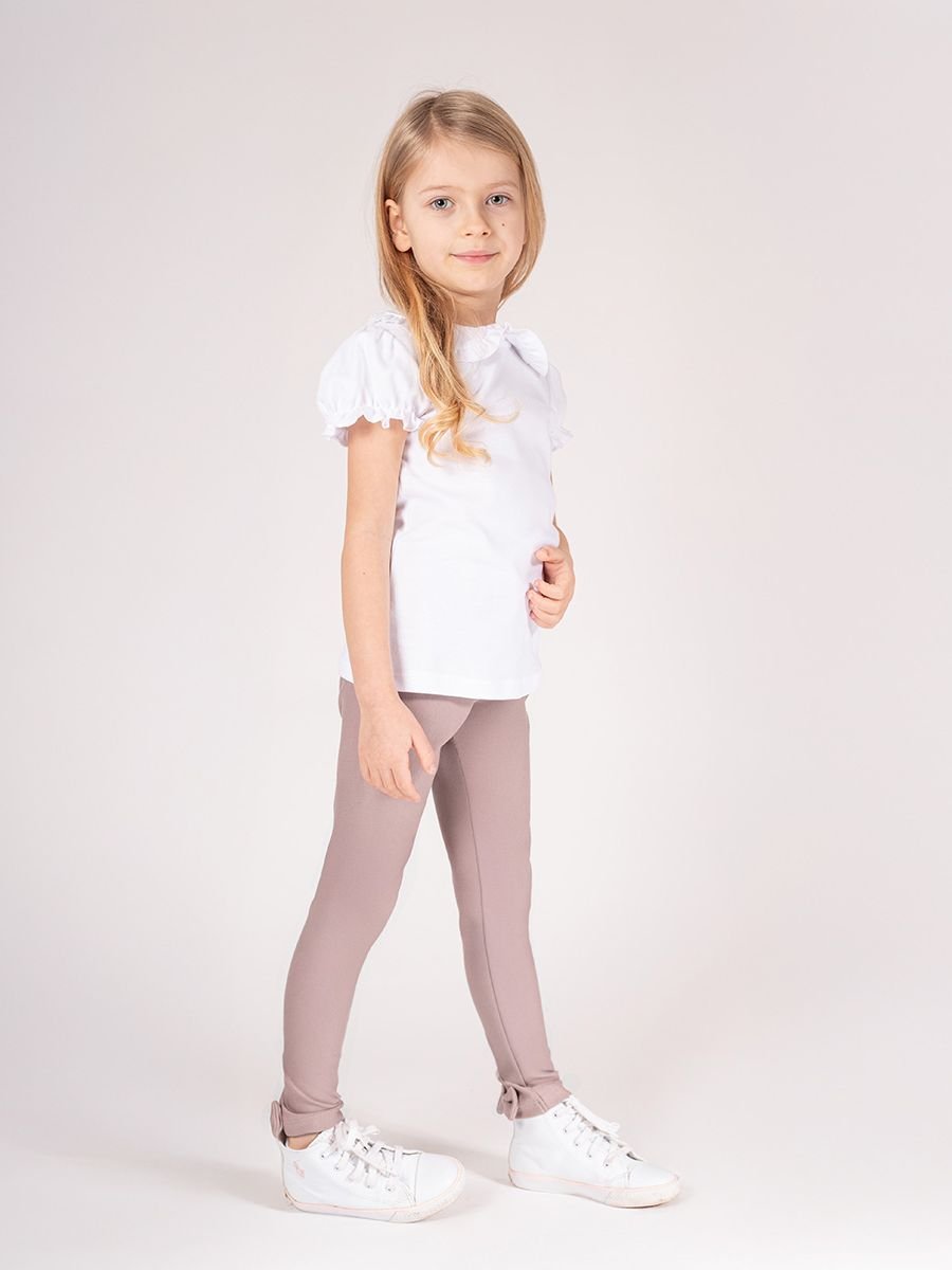 Legginsy bawełniane z kokardką beżowe Nicol,r.146