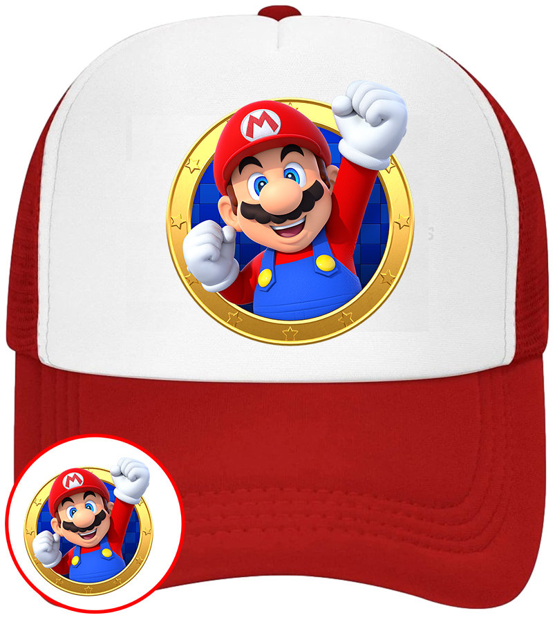 CZAPKA Z DASZKIEM SUPER MARIO BROS DLA DZIECI LATO CZERWONA BEJSBOLÓWKA