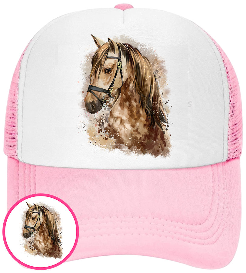 CZAPKA Z DASZKIEM KONIE KOŃ DLA DZIECI SIATKA RÓŻOWA BEJSBOLÓWKA