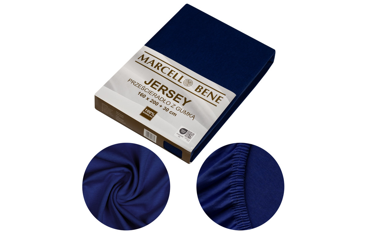 Marcell Bene Prześcieradło MB Jersey 160x200+30cm granatowy