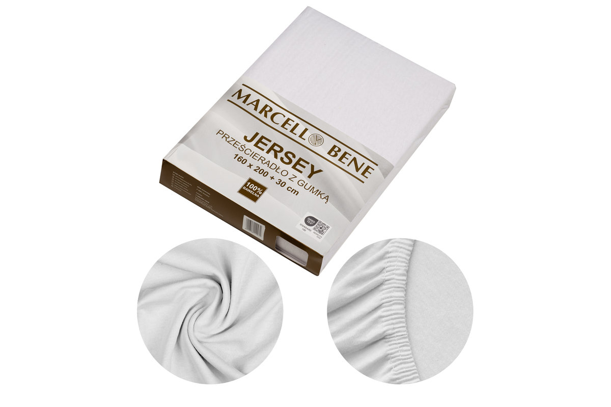 Marcell Bene Prześcieradło MB Jersey 180x200+30cm biały