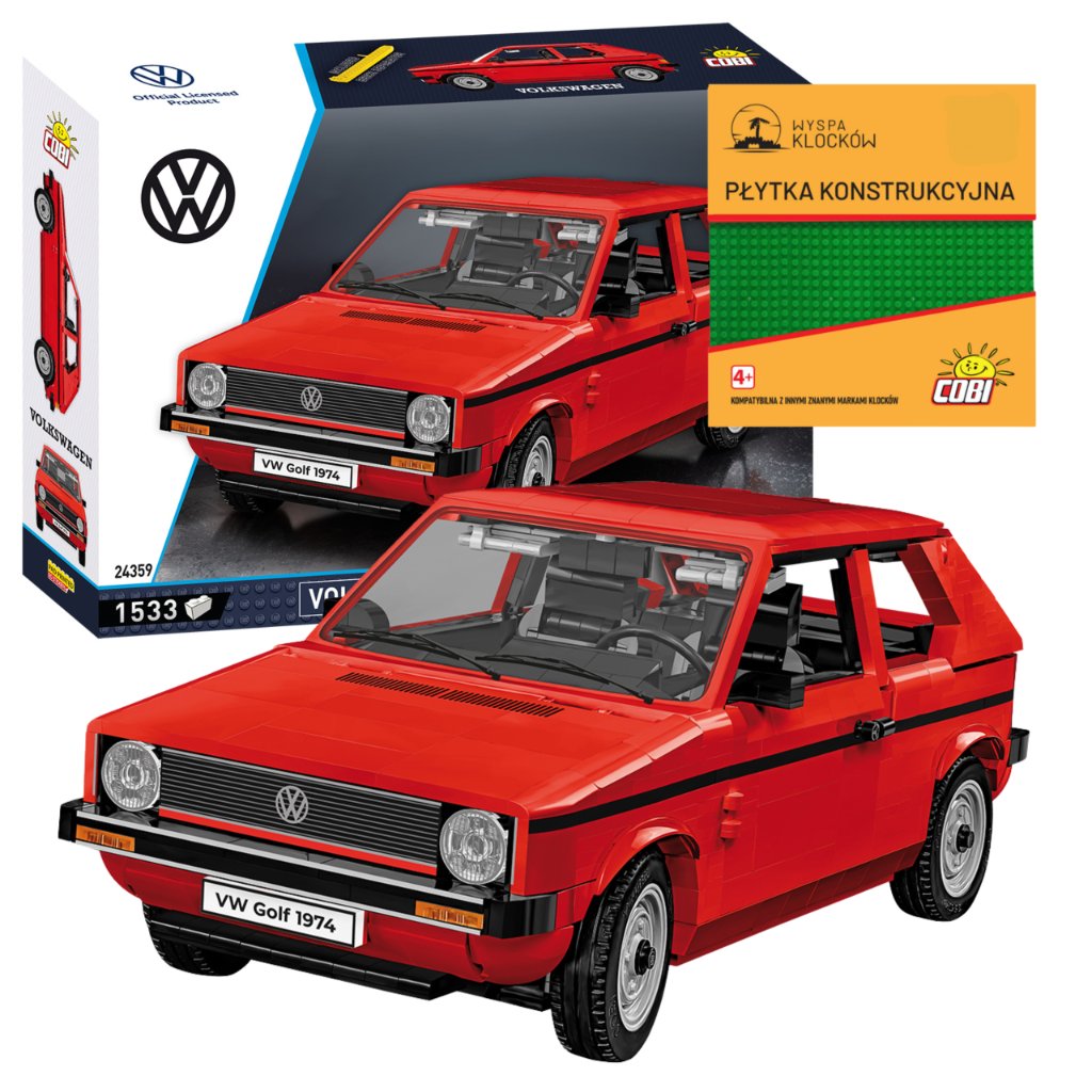 KLOCKI COBI 24359 Samochód VOLKSWAGEN GOLF (1974-83) Executive Edition 1533 El. + PŁYTKA