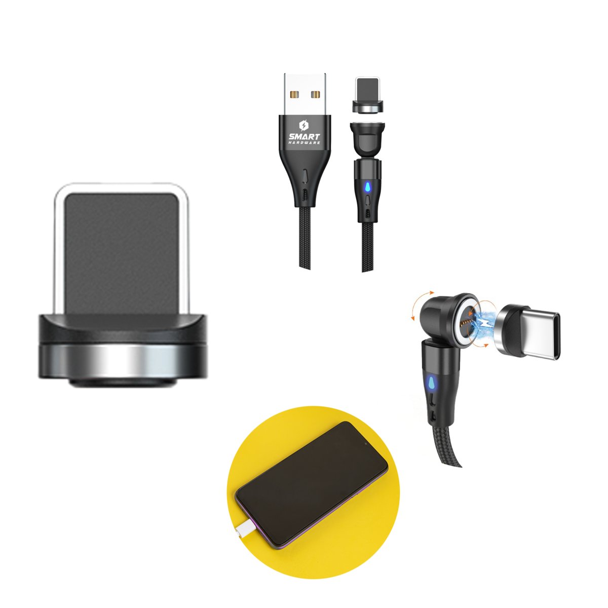 SMART HARDWARE KOŃCÓWKA KABLA MAGNETYCZNEGO 7PIN DO IPHONE LIGHTNING 3 SZT.