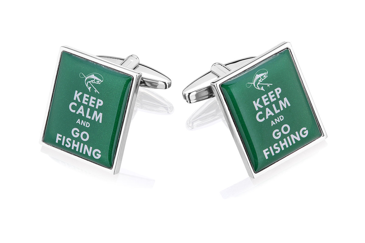 Spinki do mankietów Keep Calm and Go Fishing SD-1546