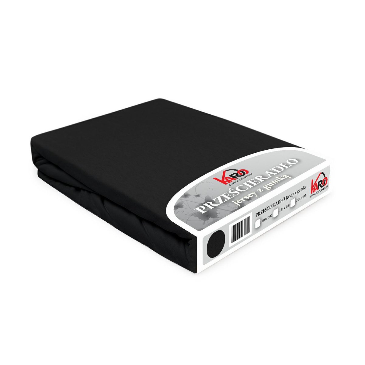 Prześcieradło jersey z gumką 180x200 czarne Constance KARO