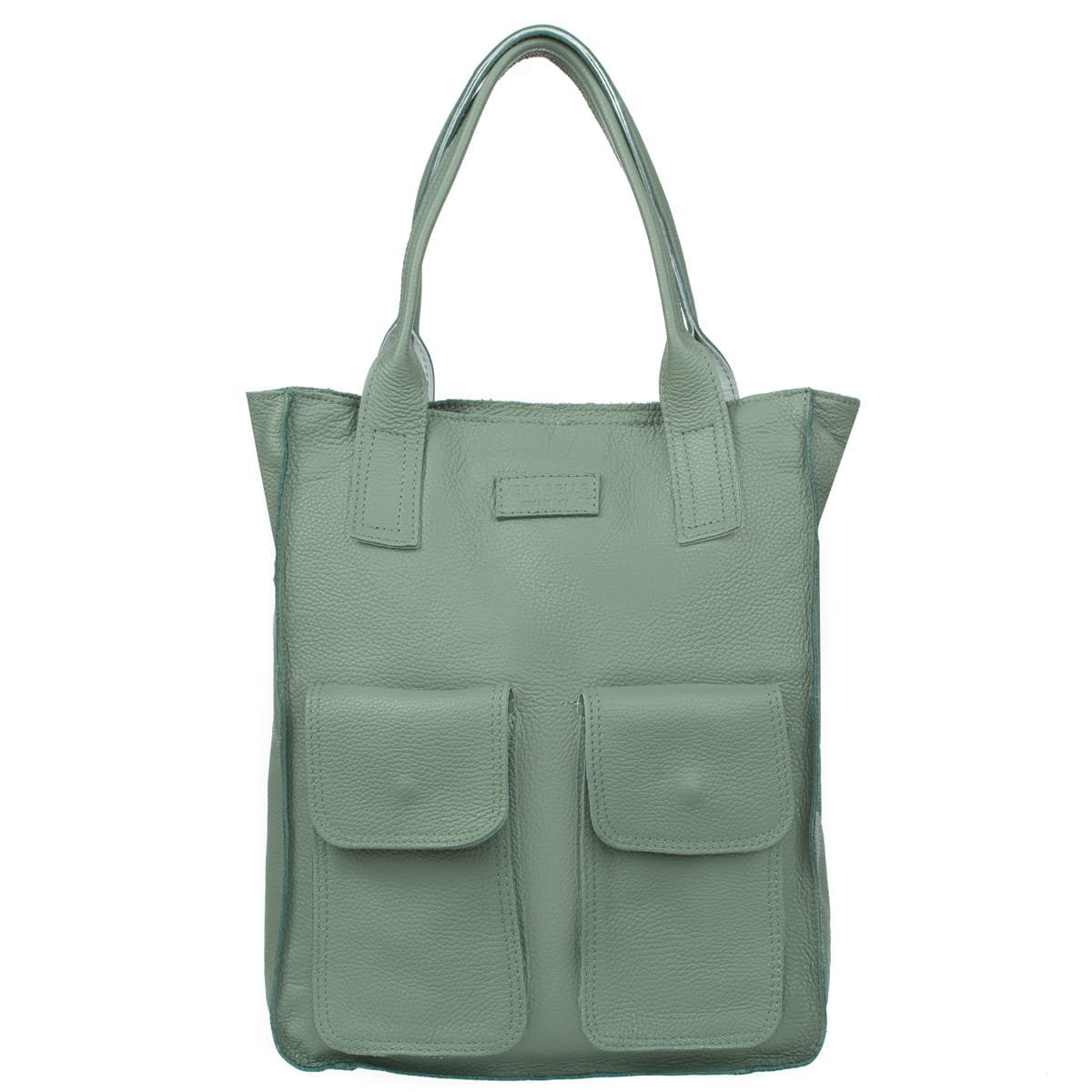 Duża Shopperka Torba Skórzana Vezze Tasca Miętowa