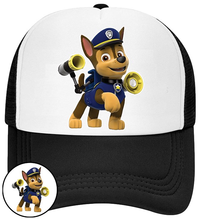 CZAPKA Z DASZKIEM PSI PATROL DLA DZIECI SIATKA CZARNA BEJSBOLÓWKA