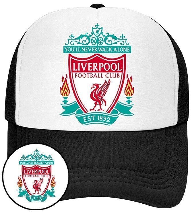 Czapka z Daszkiem Liverpool Czarna z Nadrukiem Siatka Bejsbolówka