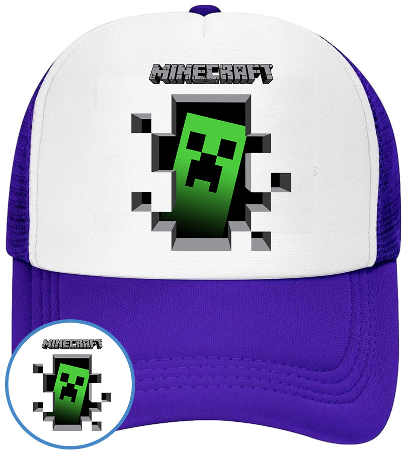 CZAPKA Z DASZKIEM MINECRAFT DLA DZIECI NA LATO NIEBIESKA BEJSBOLÓWKA