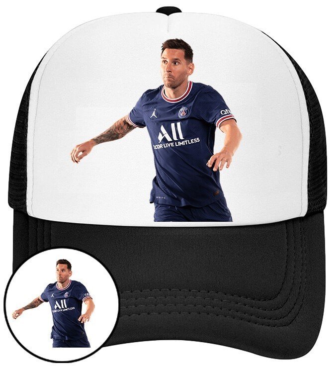 Czapka z Daszkiem Lionel Messi Czarna z Nadrukiem Siatka Bejsbolówka