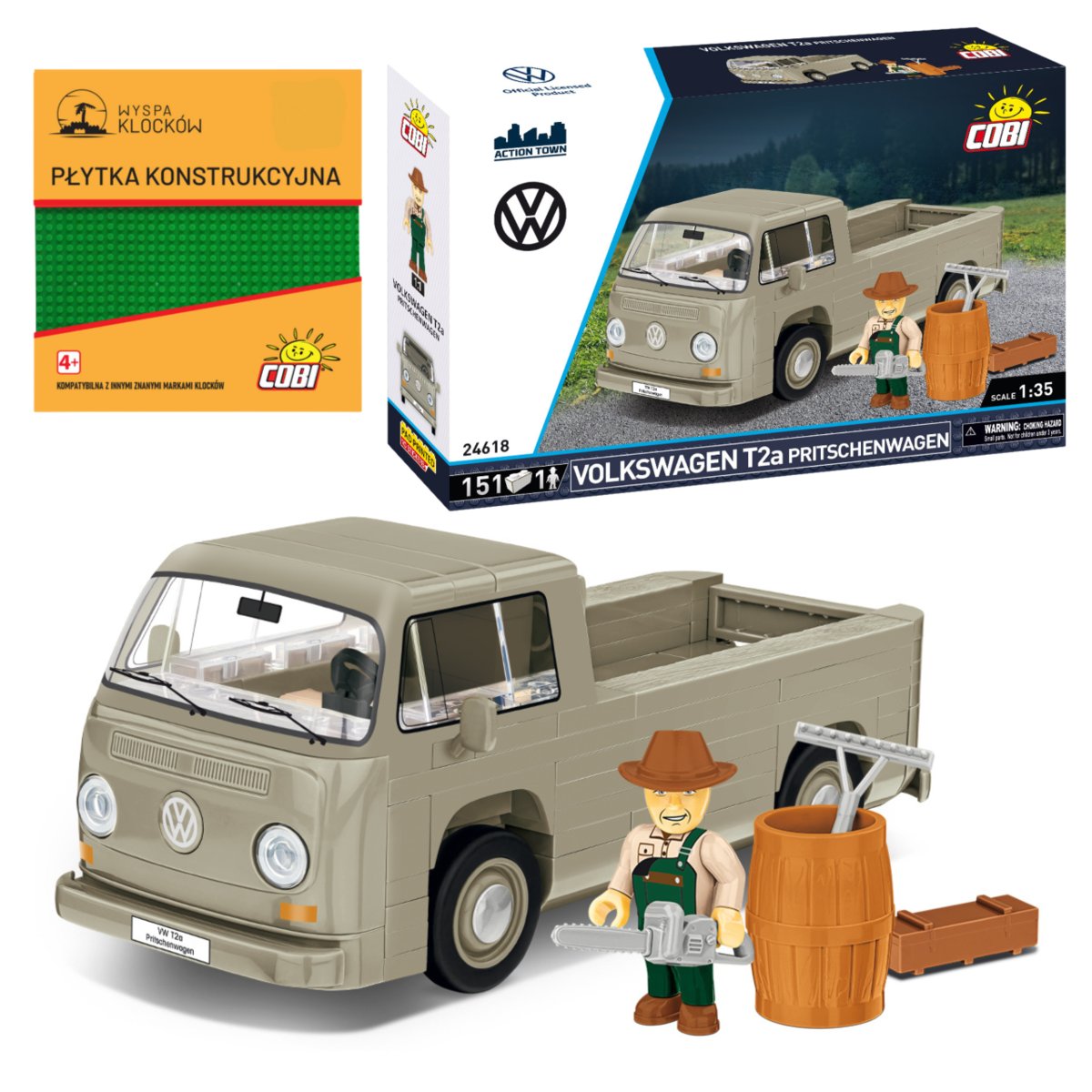 KLOCKI COBI 24618 Samochód VOLKSWAGEN T2A PRITSCHENWAGEN 151 El. + PŁYTKA