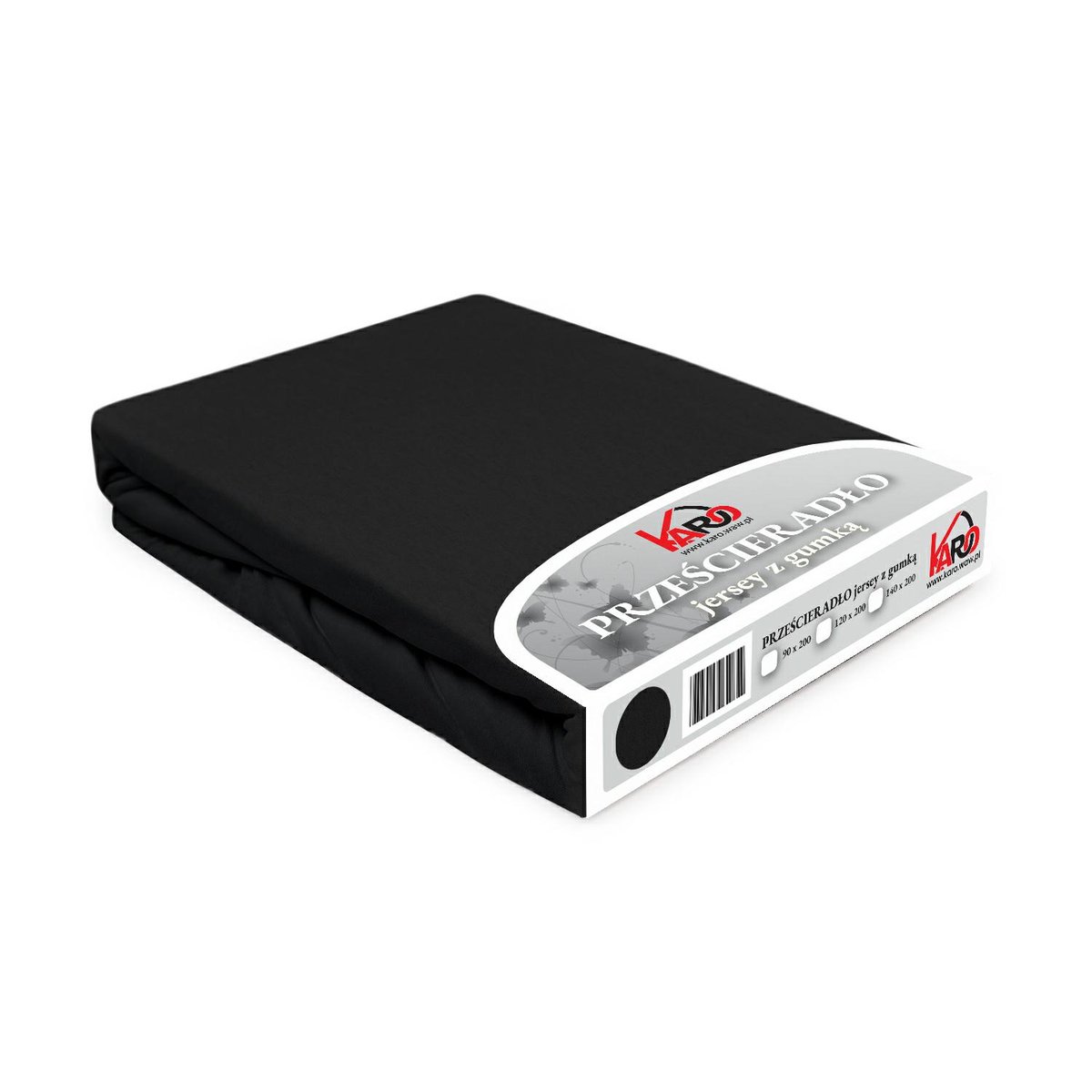 Prześcieradło jersey z gumką 120x200 czarne Constance KARO