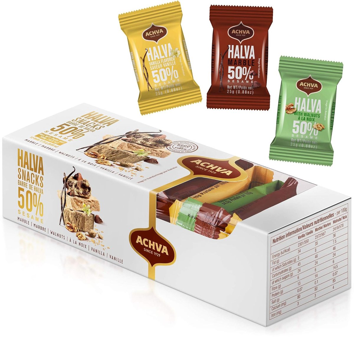 Chałwa mix smaków HALVA SNAKS 300g (12x 25g) / Achva