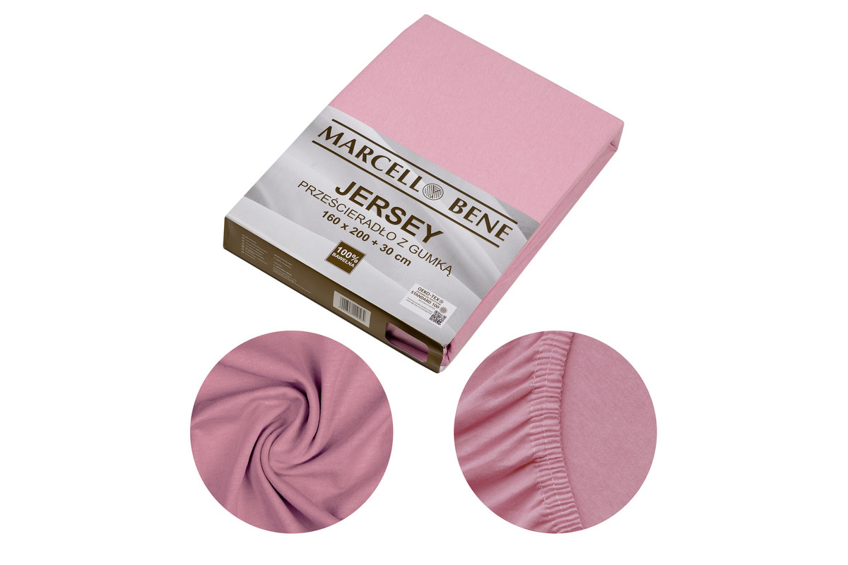 Marcell Bene Prześcieradło MB Jersey 90x200+30cm różowy