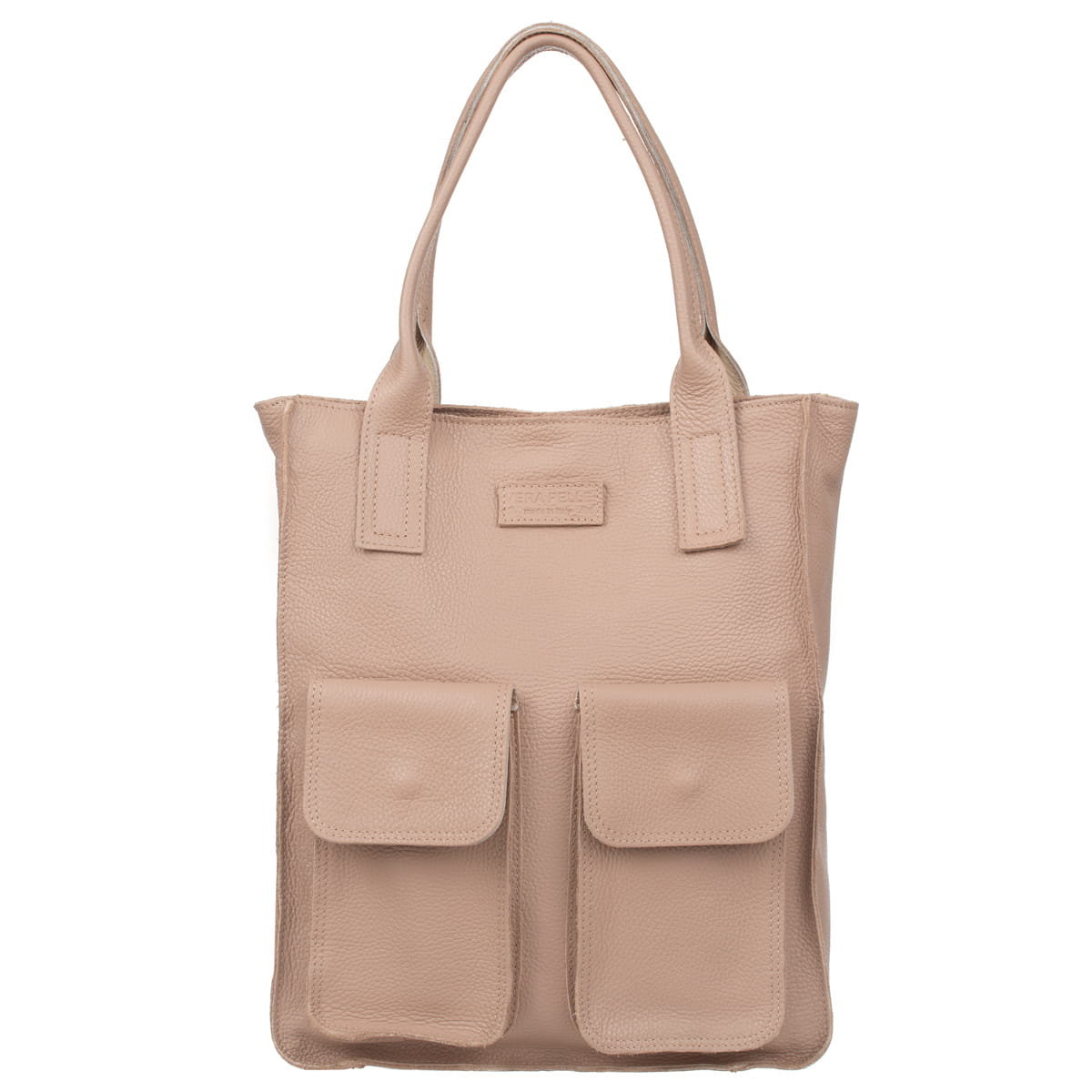 Duża Shopperka Torba Skórzana Vezze Tasca Pudrowa