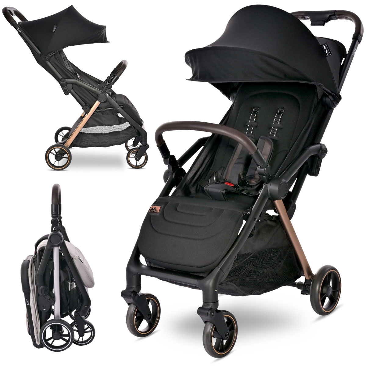 Wózek spacerowy spacerówka autofold do 22kg Lorelli Loret czarna