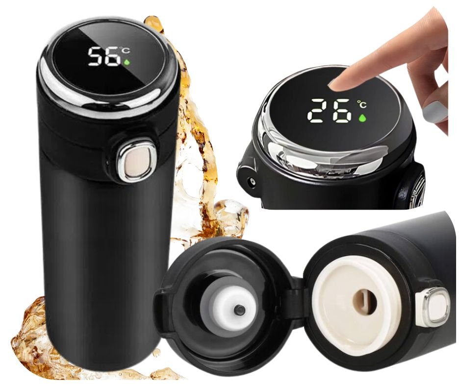 KUBEK TERMICZNY TERMOS 420ML WYŚWIETLACZ LCD SZCZELNY DUŻY KAWA HERBATA