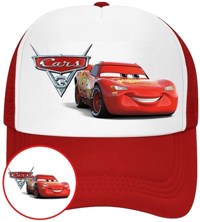Czapka z Daszkiem Auta Czerwona z Nadrukiem Lato Siatka Bejsbolówka