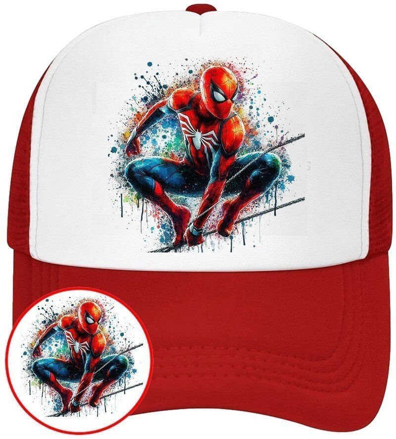 Czapka z Daszkiem SpiderMan Czerwona z Nadrukiem Lato Siatka Bejsbolówka