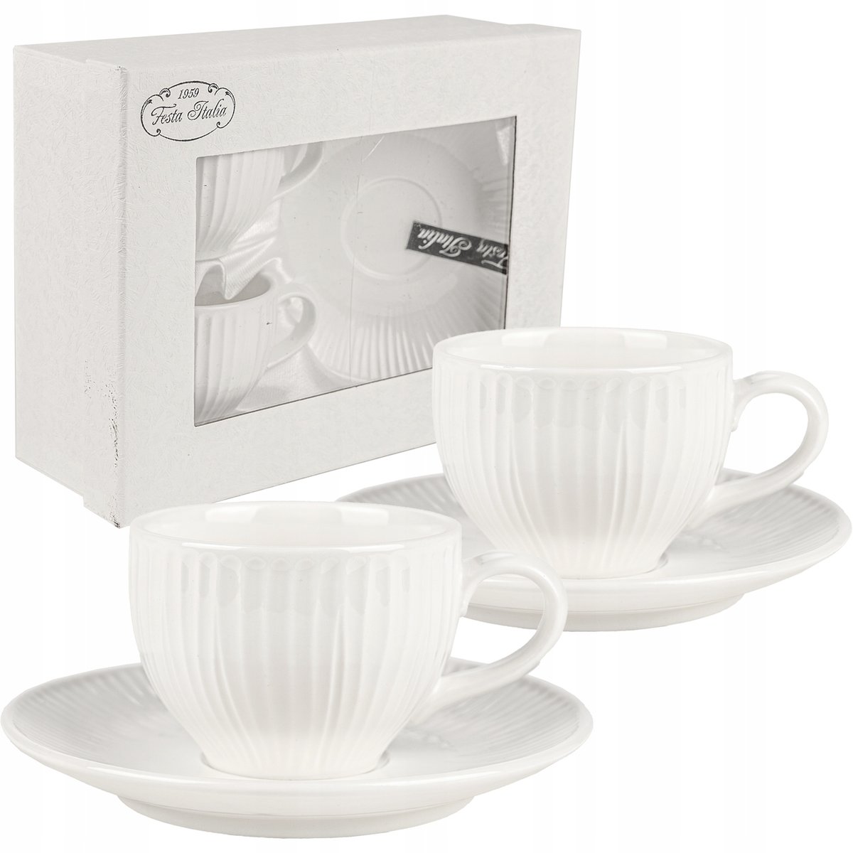 Filiżanka ze spodkiem do kawy cappuccino herbaty KOMPLET porcelana 2x 120ml