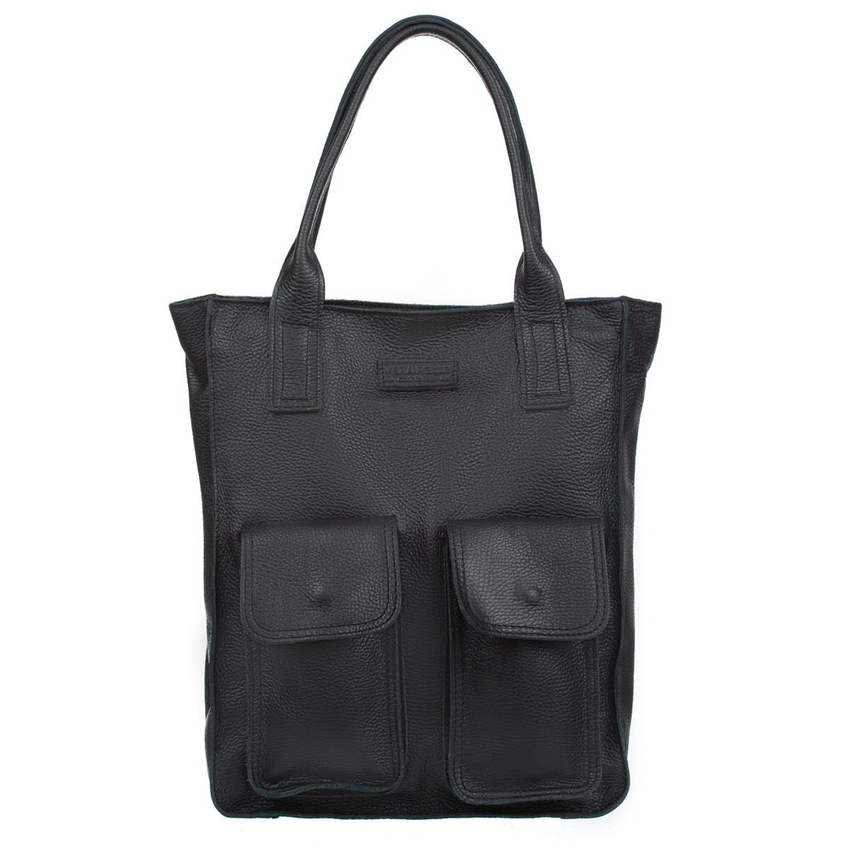 Duża Shopperka Torba Skórzana Vezze Tasca Czarna