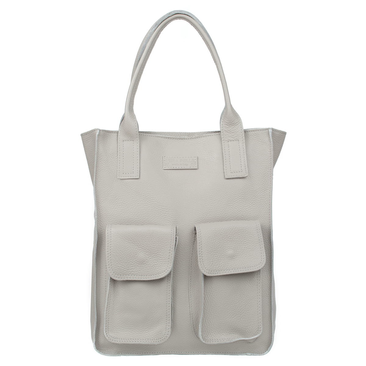 Duża Shopperka Torba Skórzana Vezze Tasca Szara
