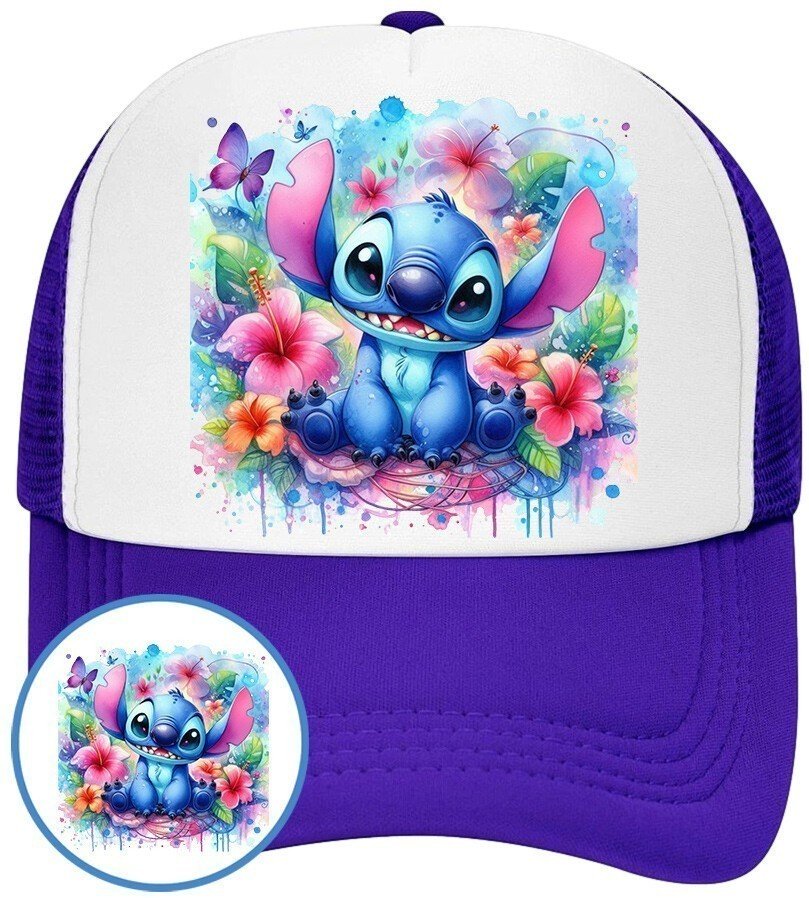 Czapka z Daszkiem Lilo i Stich Niebieska z Nadrukiem Na Lato Siatka Bejsbolówka