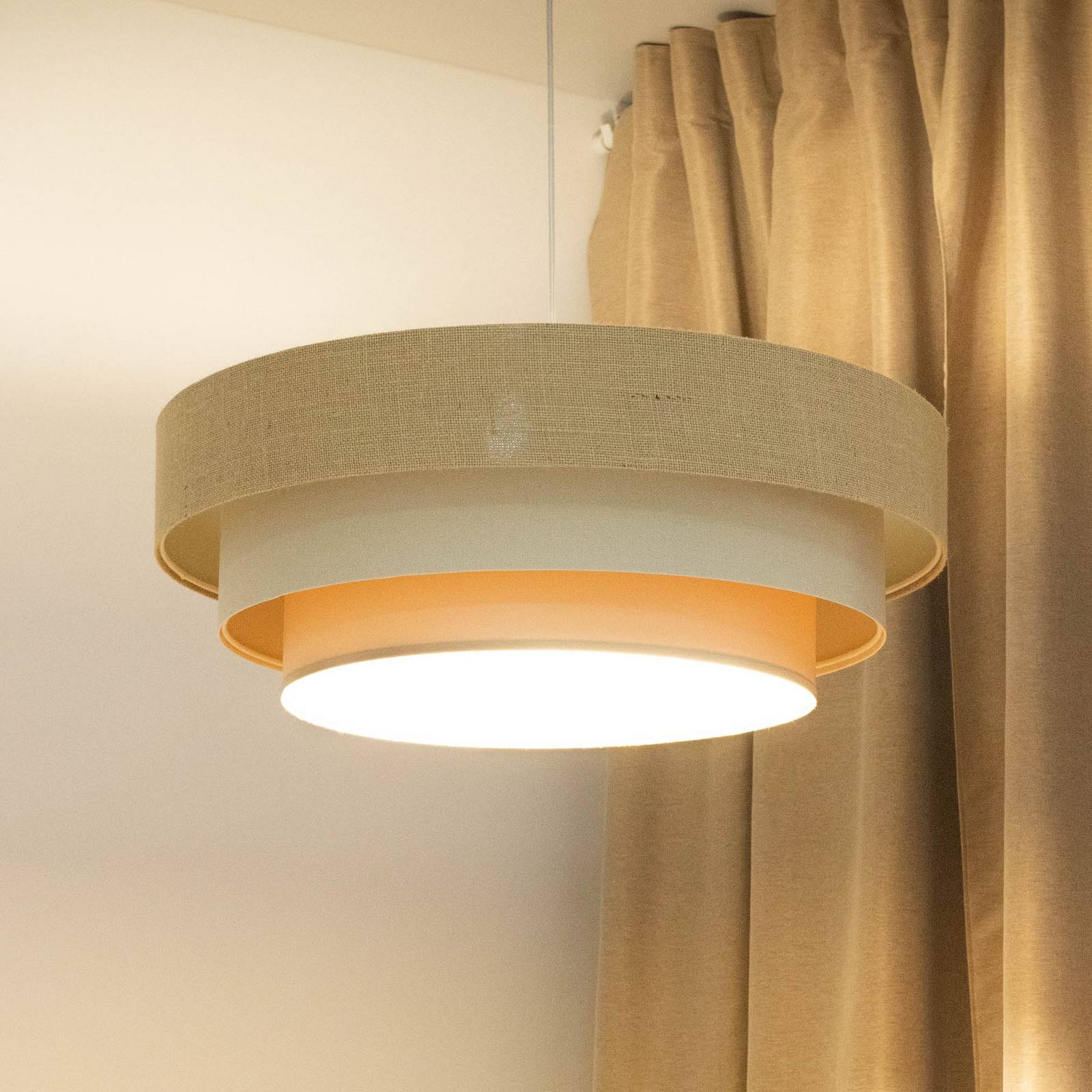 Lampa wisząca Boho Maco Design, możliwość ściemniania, kremowy / amber, salon / jadalnia, tkanina / materiał / jedwab