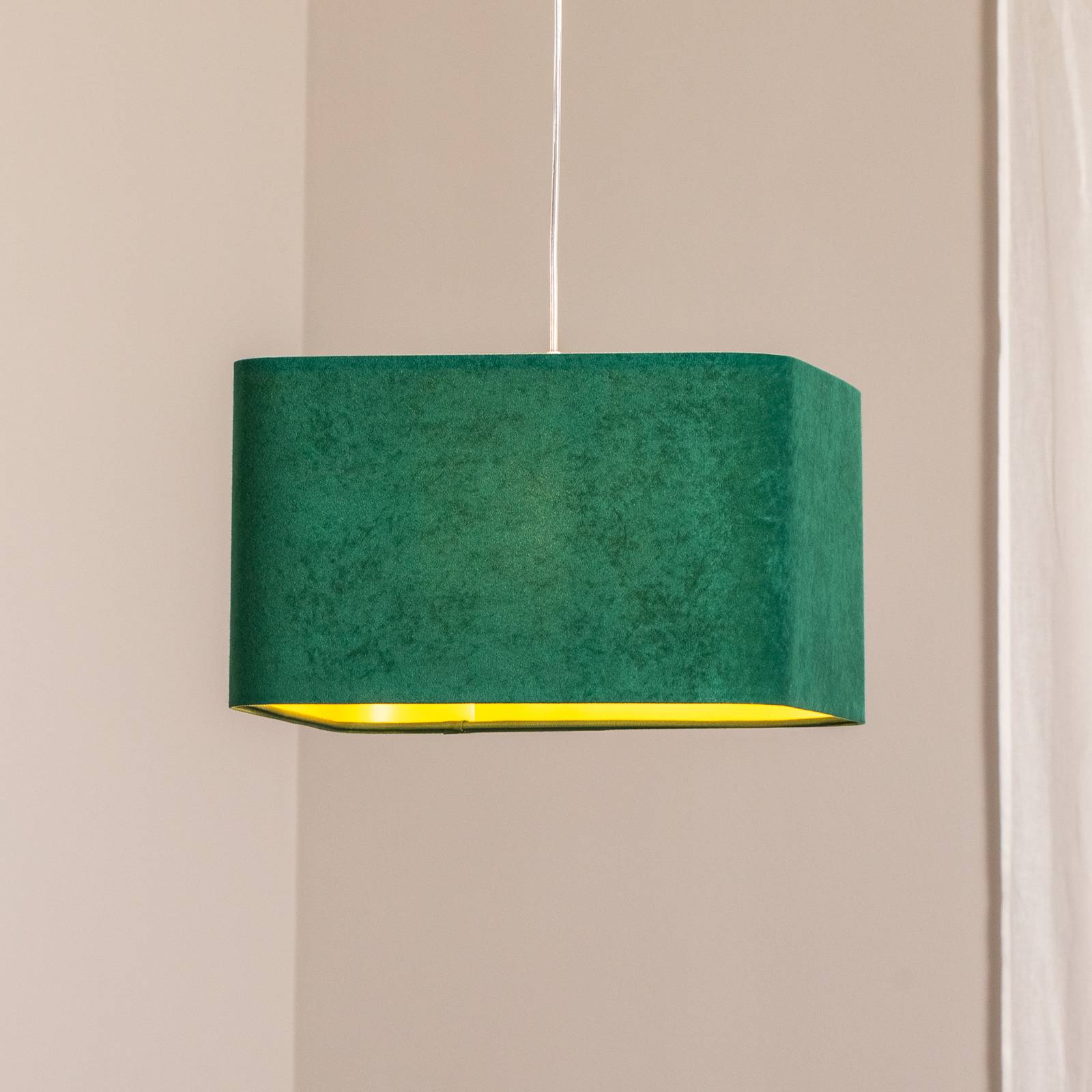 Lampa wisząca Kwadro Maco Design, możliwość ściemniania, zielony, salon / jadalnia, tkanina / materiał / jedwab