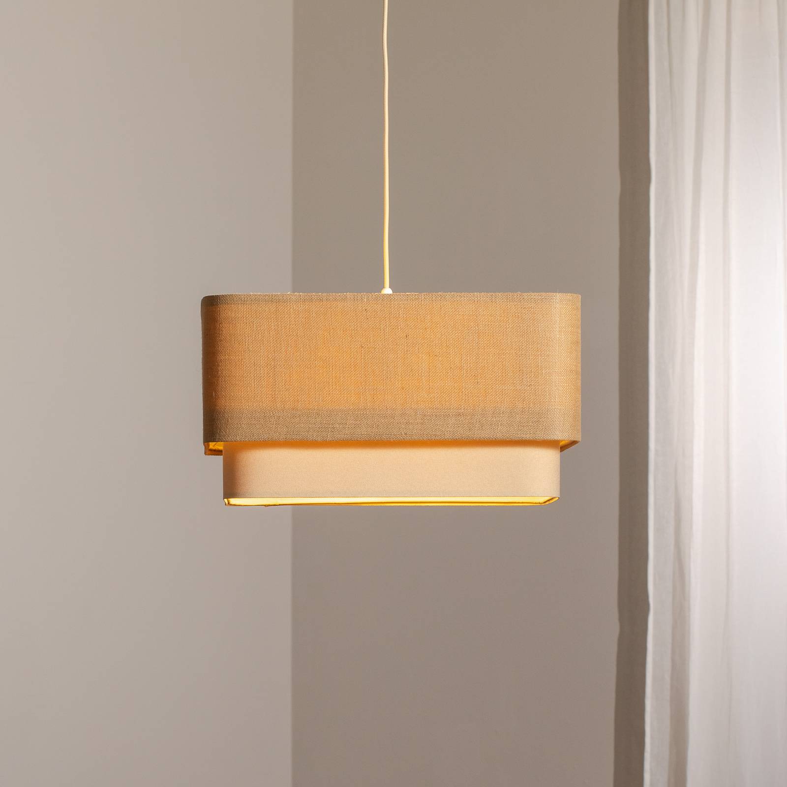Lampa wisząca Kwadro Duo Maco Design, możliwość ściemniania, salon / jadalnia, tkanina / materiał / jedwab