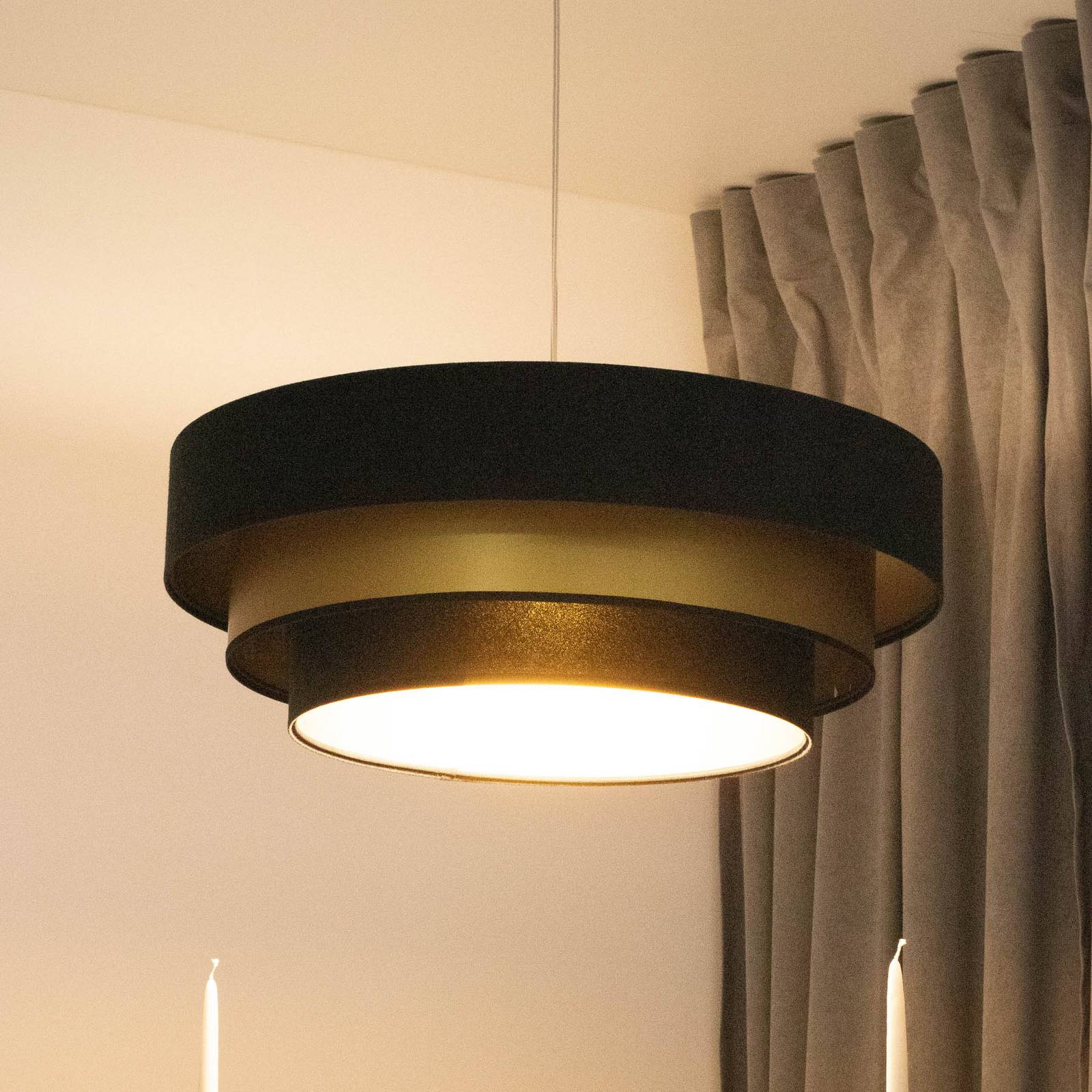 Lampa wisząca Triniti Maco Design, możliwość ściemniania, czarny, salon / jadalnia, tkanina / materiał / jedwab