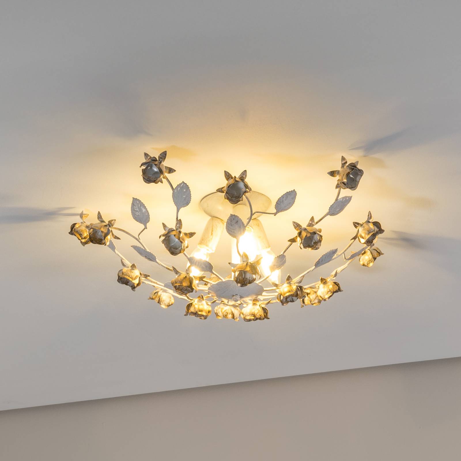 Lampa sufitowa Carolina ONLI, możliwość ściemniania, biały / opal, salon / jadalnia, metal, florentyński