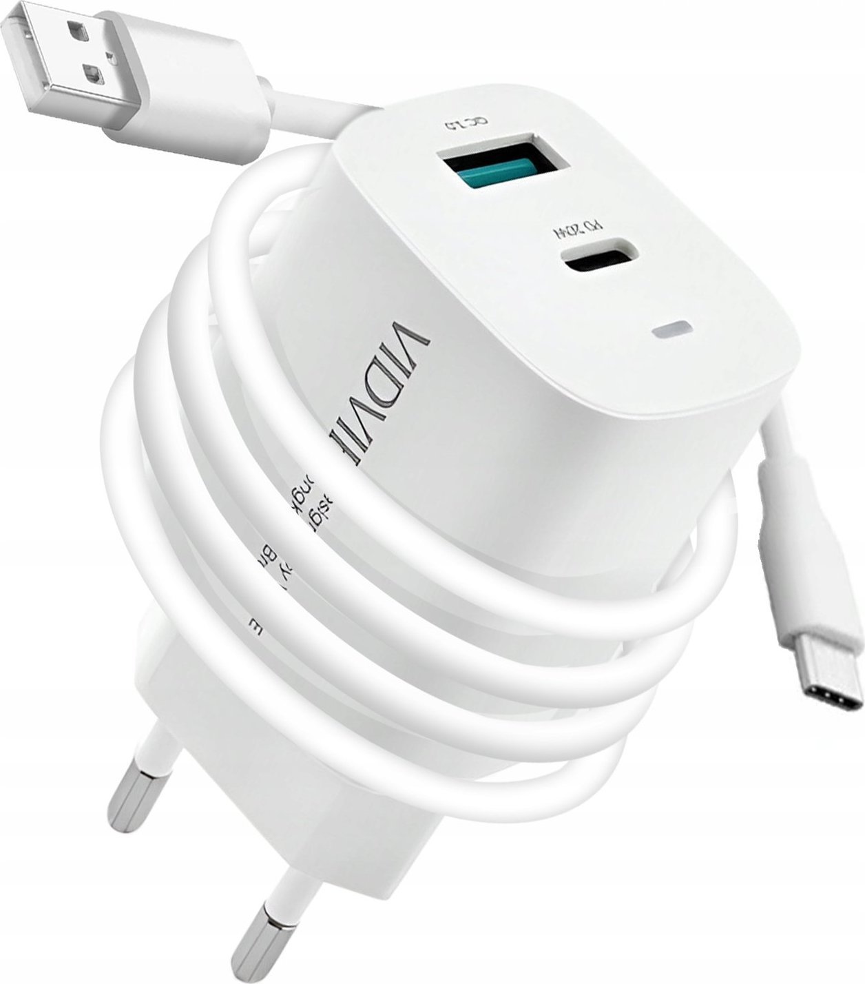 Ładowarka Vidvie ZESTAW SZYBKA ŁADOWARKA SIECIOWA USB TYPE-C + KABEL TYPE C PD20W 3000mA