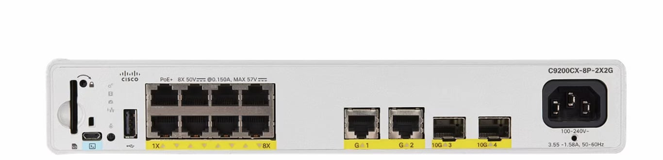 Cisco Catalyst C9200CX-8P-2X2G-E łącza sieciowe Zarządzany L2/L3 Gigabit Ethernet (10/100/1000) Obsługa PoE Szary