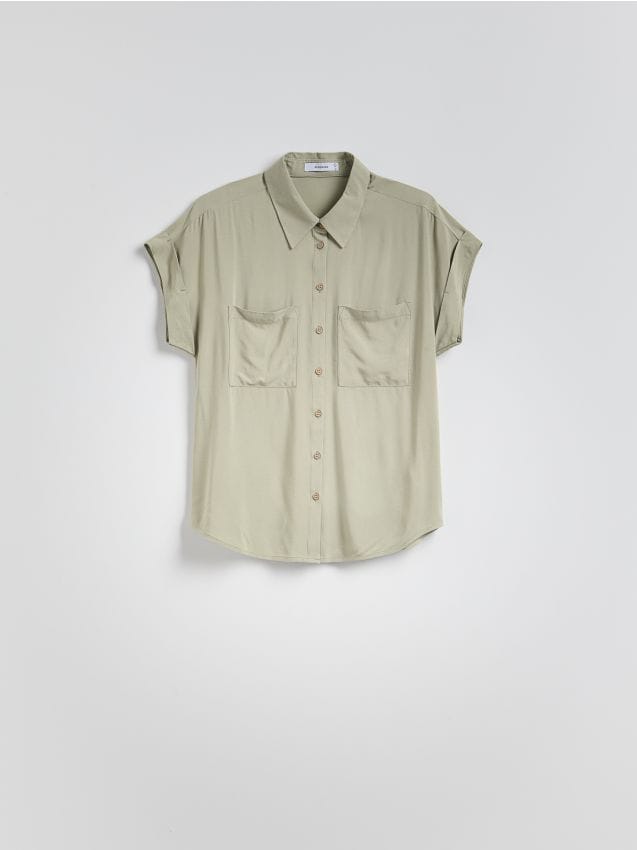 Reserved - Koszula z krótkim rękawem - oliwkowy