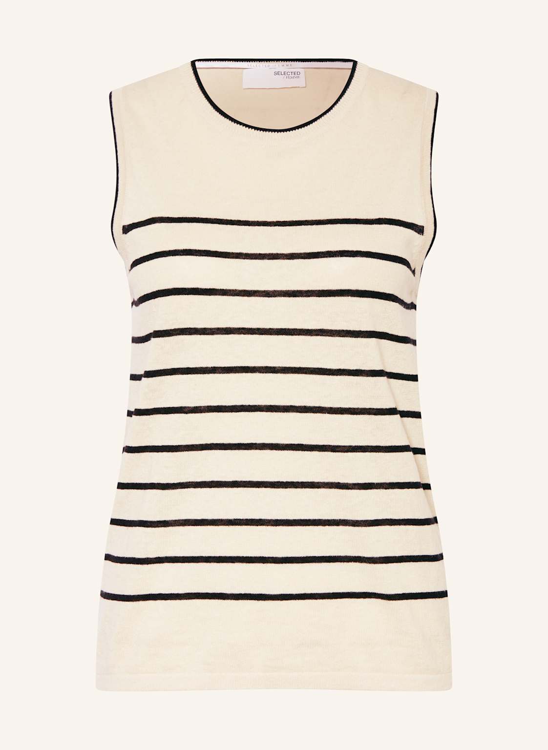 Selected Femme Top Z Dzianiny Z Dodatkiem Lnu weiss