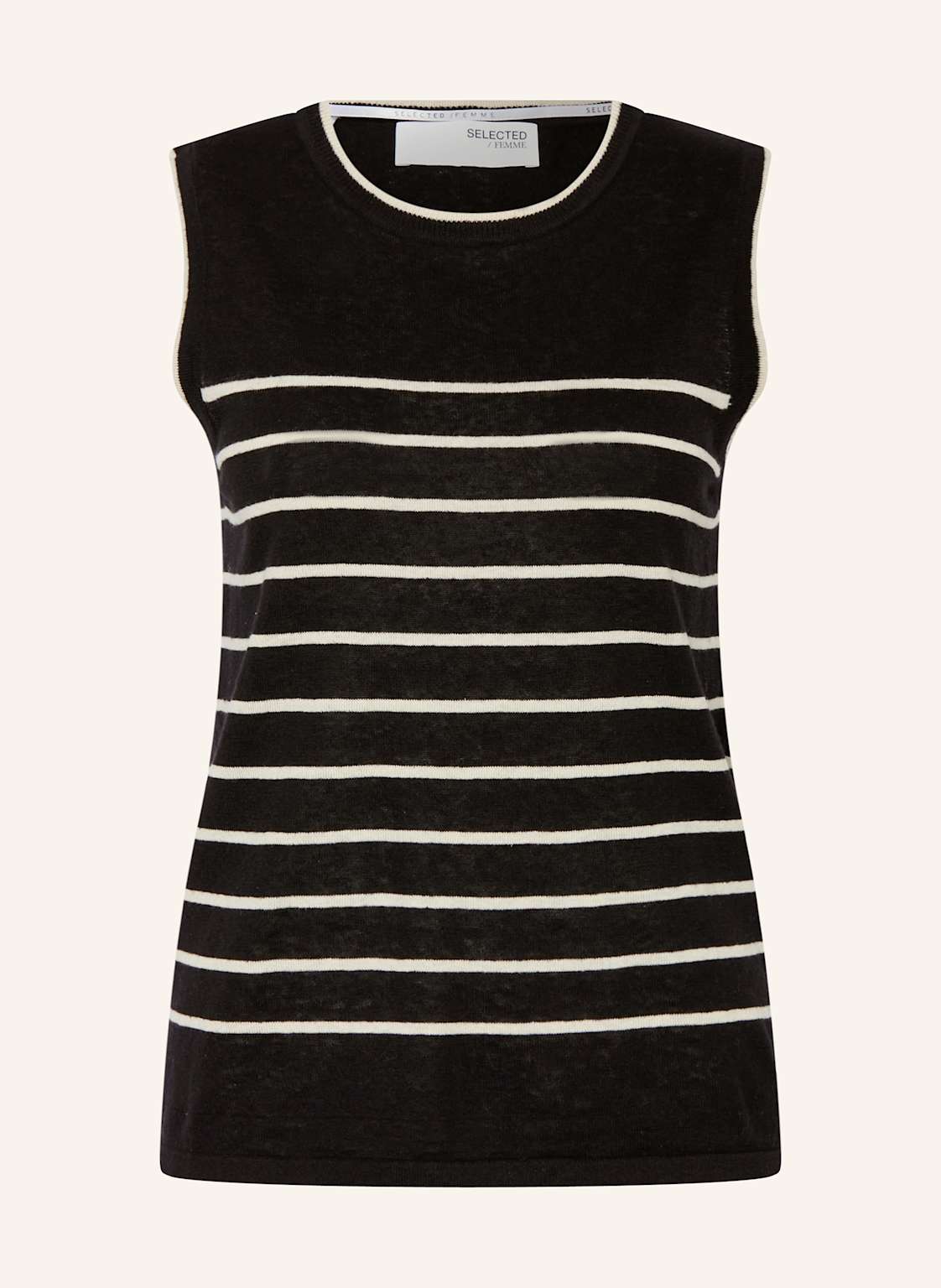 Selected Femme Top Z Dzianiny Z Dodatkiem Lnu schwarz