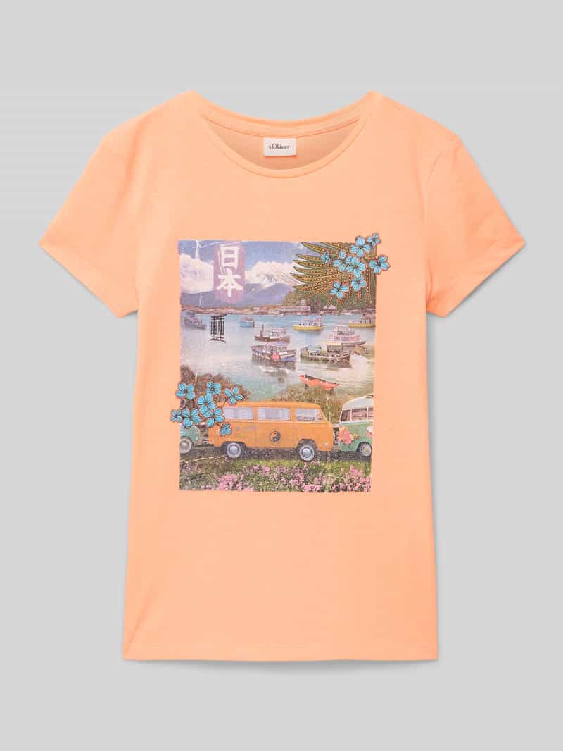T-shirt o kroju regular fit z czystej bawełny