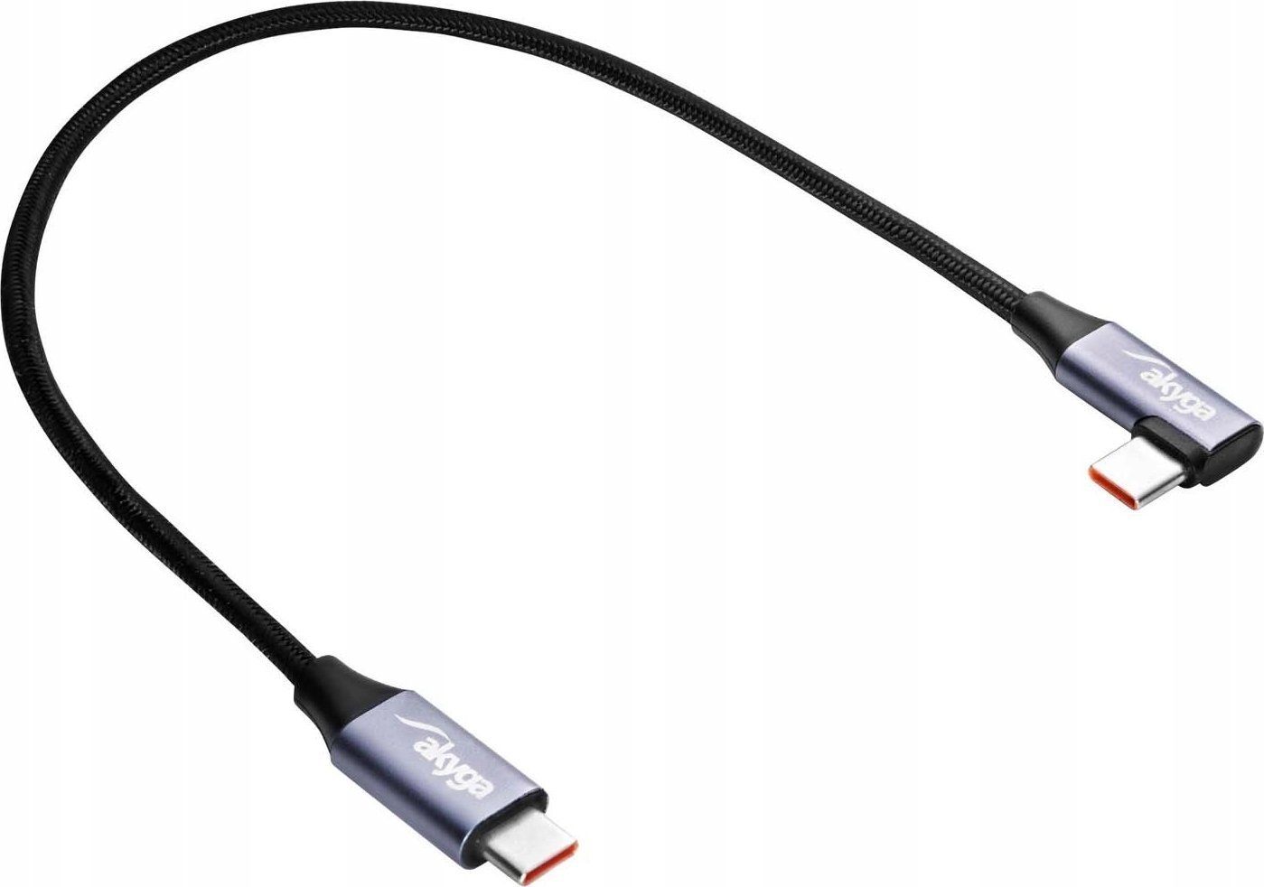 Kabel kątowy USB type C / USB type C 30cm AK-USB-53 60W oplot